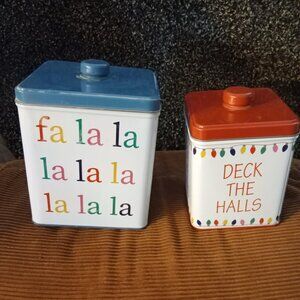 Nesting Christmas Tins Deck the Hall & Fa La la la la